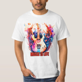 Camiseta Retro Vibes: Tee De Violão Vintage Colorida