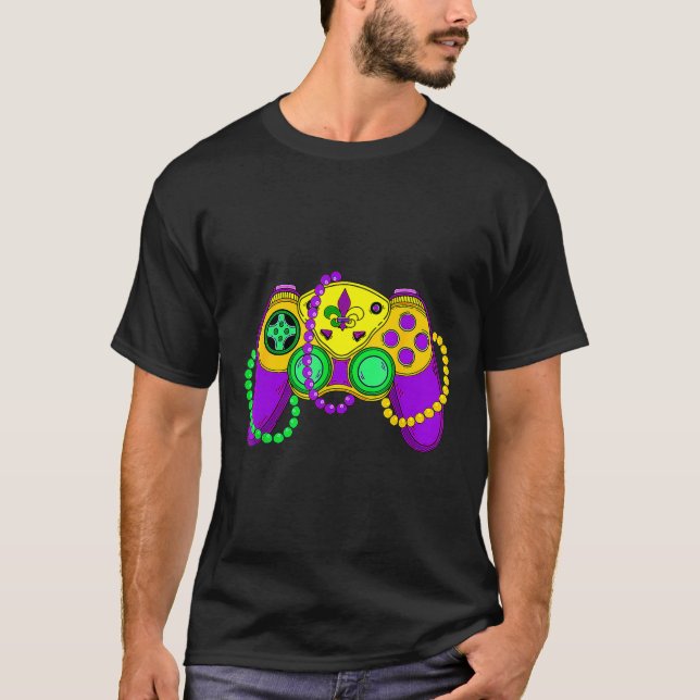 Camiseta Retro Video Game Controller Hat Mardi Gras Gaming (Frente)