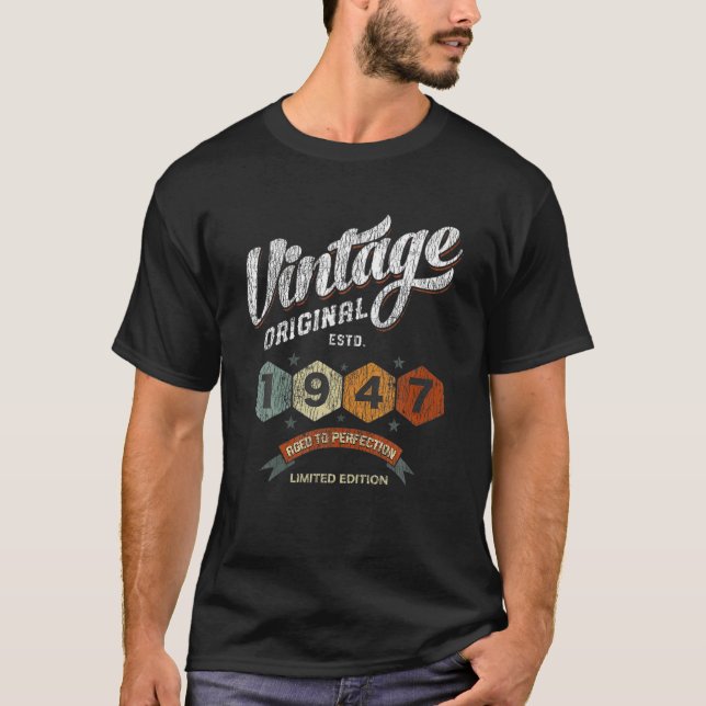 Camiseta Retro Vintage 1947 Bday Aged Perfection 74Th (Frente)