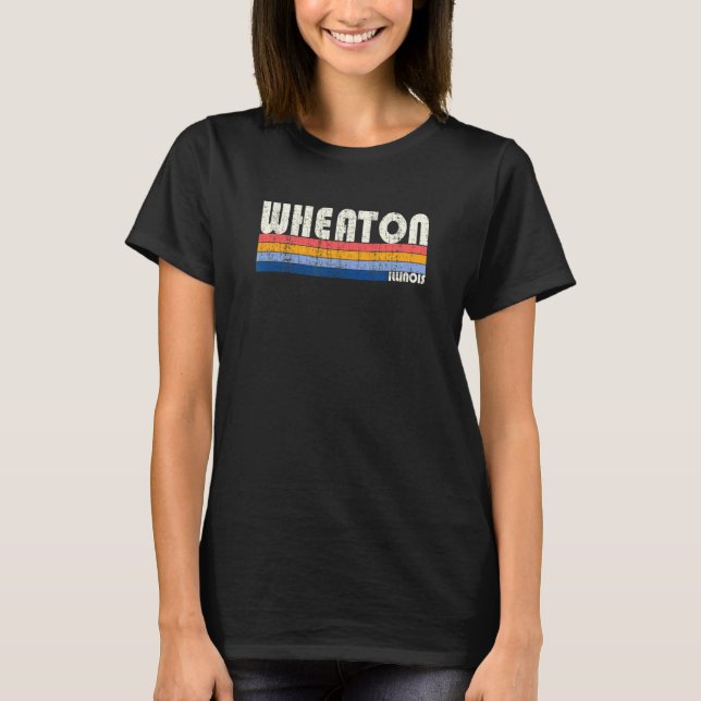 Camiseta Retro Vintage 70s 80s Style Wheaton Illinois (Frente)