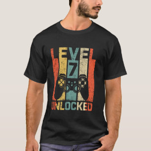 Camiseta Retro Vintage 7 Birthday Game Nível 7 Desbloqueado
