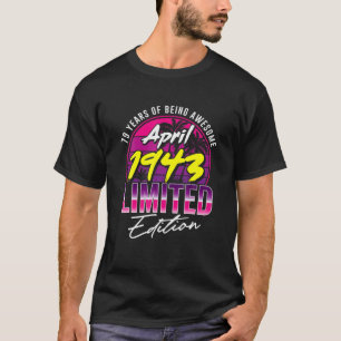 Camiseta Retro Vintage Abril De 1943 Homens Nasceres Em 194