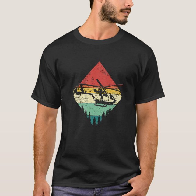 Camiseta Retro Vintage Aviator Helicopter (Frente)