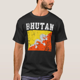 Camiseta Retro Vintage Bandeira do Butão Raízes do Butão
