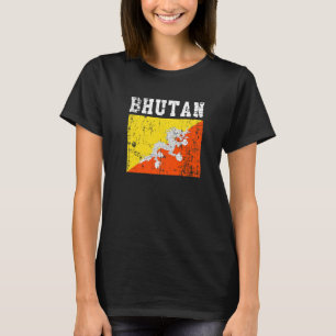 Camiseta Retro Vintage Bandeira do Butão Raízes do Butão