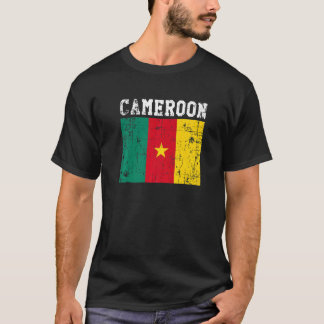 Camiseta Retro Vintage Camarões Flag Roots Camarões