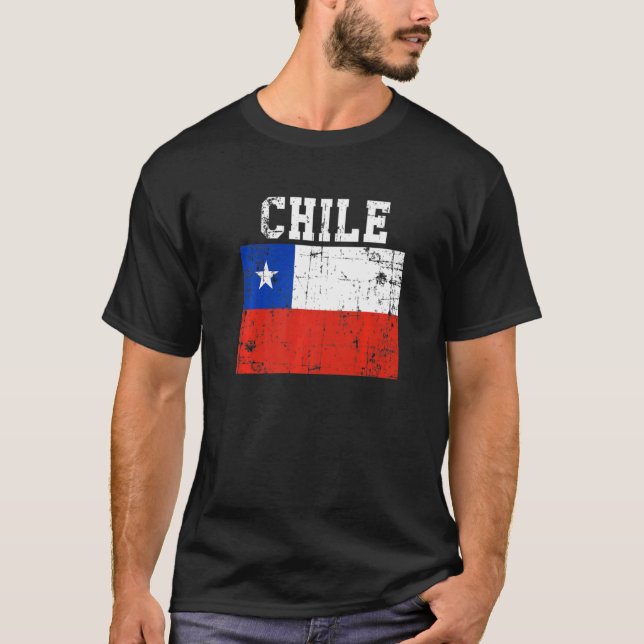Camiseta Retro Vintage Chile Sinaliza Raízes Chilenas (Frente)
