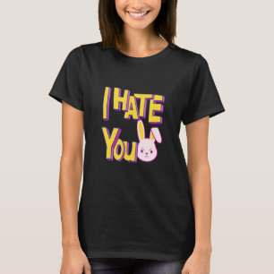 Camiseta Retro Vintage Citação Eu Odeio Você Coelho