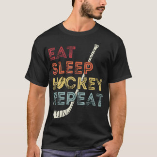 Camiseta Retro Vintage - Comer Dormir Hóquei Repetir Piada