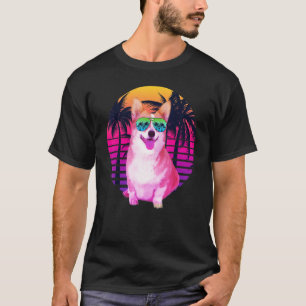 Camiseta Retro Vintage Corgi Cachorro Praia Tropical Verão