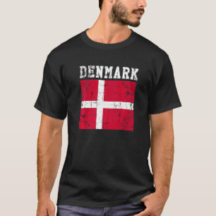 Camiseta Retro Vintage Dinamarca Bandeira Raízes Dinamarque