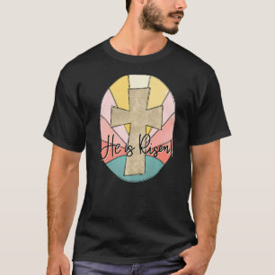 Camiseta Retro Vintage Ele Está Risen Jesus Cross Eu Acredi