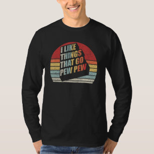 Camiseta Retro Vintage Eu Gosto De Coisas Que Vão Pew Pew G