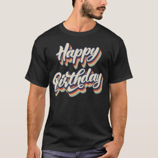 Camiseta Retro Vintage Feliz Aniversário