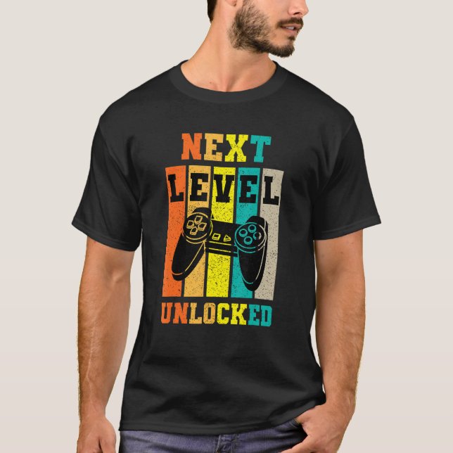 Camiseta Retro Vintage Gamer Next Level Unlocked (Frente)