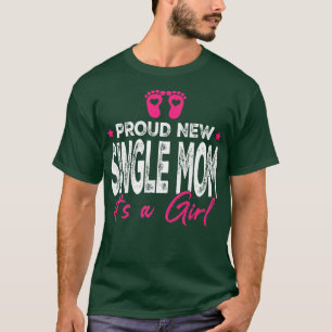 Camiseta Retro Vintage Gender Reveal Proud New Single Mom I