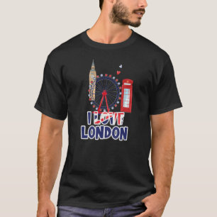 Camiseta Retro Vintage Gráfico Eu amo Londres Inglaterra S