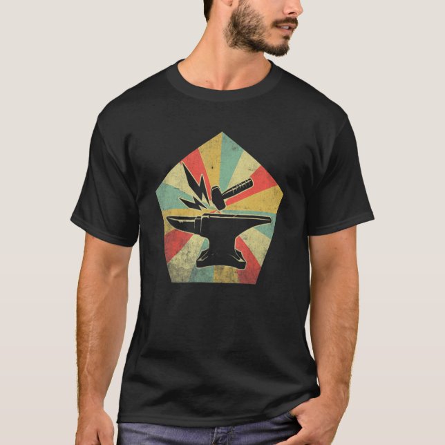 Camiseta Retro Vintage Hammer & Anvil Blacksmith (Frente)