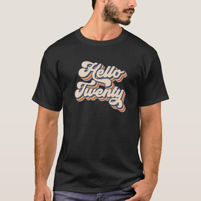 Camiseta Retro Vintage Hello Twenty 20Th Birthday (Frente)