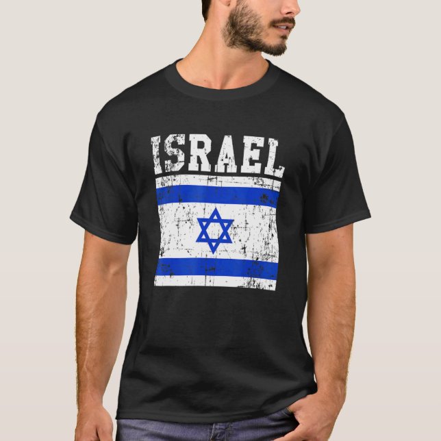 Camiseta Retro Vintage Israel Flag Roots Israelenses (Frente)