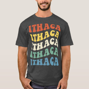 Camiseta Retro Vintage Ithaca New York Hippie Wavy Text