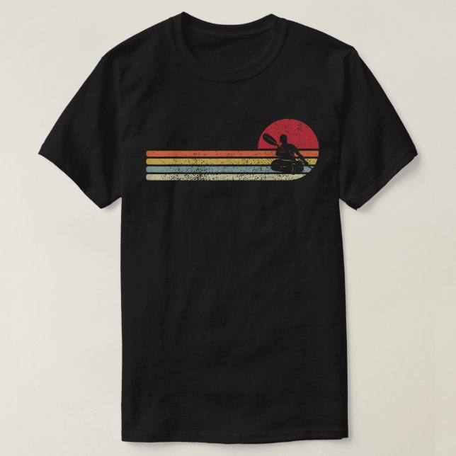 Camiseta Retro Vintage Kayak Canoe Sunset Kayaking Paddling (Frente do Design)