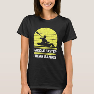 Camiseta Retro Vintage Kayaking Paddle Mais Rápido Eu Ouço 