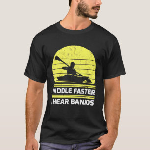 Camiseta Retro Vintage Kayaking Paddle Mais Rápido Eu Ouço 