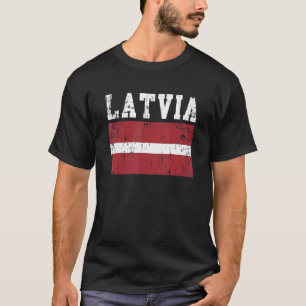 Camiseta Retro Vintage Letão Bandeira Raízes Letãs