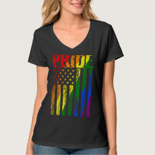 Camiseta Retro Vintage Lgbt Pride Americano Bandeira Lésbic