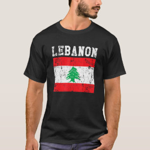 Camiseta Retro Vintage Líbano Bandeira Raízes Libanesas