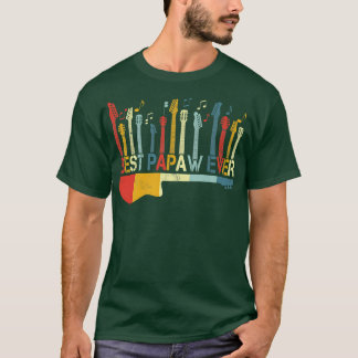 Camiseta Retro Vintage Melhor Papaw Ever Guitar Sobre Guita