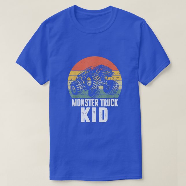 Camiseta Retro Vintage Monster Truck Cars Adquiriu Crianças (Frente do Design)