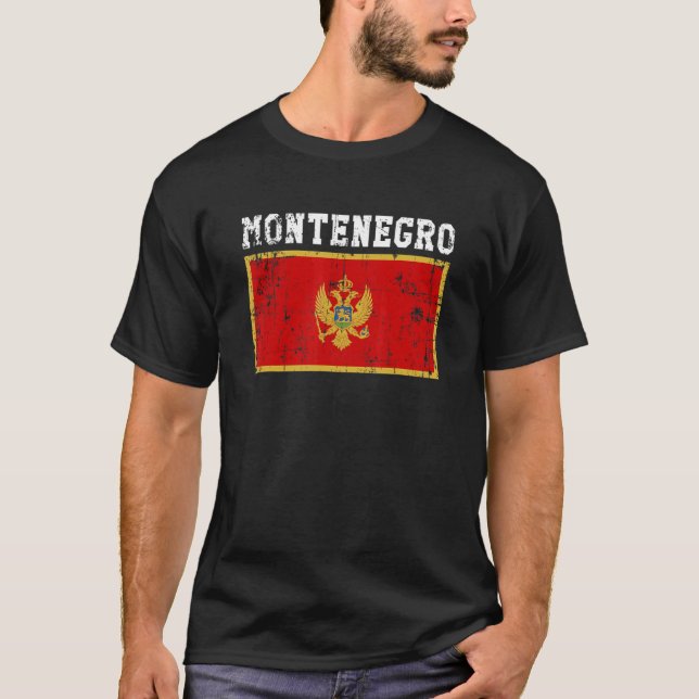 Camiseta Retro Vintage Montenegro Flag Roots do Montenegro (Frente)