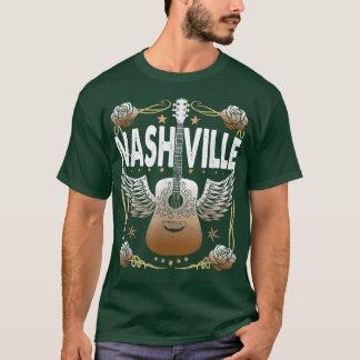 Camiseta Retro Vintage Nashville Country Music Guitar