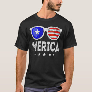 Camiseta Retro Vintage Óculos De Sol Bandeira Americana 4 D