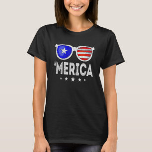 Camiseta Retro Vintage Óculos De Sol Bandeira Americana 4 D