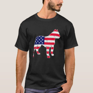 Camiseta Retro Vintage Pitbull American Flag 4 De Julho