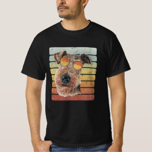 Camiseta Retro Vintage Pôr do Sol Airedale Terrier Mãe Pai