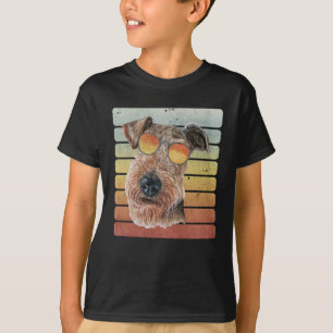 Camiseta Retro Vintage Pôr do Sol Airedale Terrier Mãe Pai