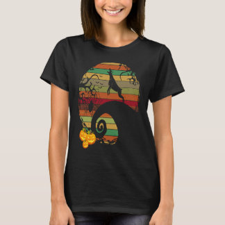 Camiseta Retro Vintage Pôr-do-Sol Doberman Abóbora Hallowee