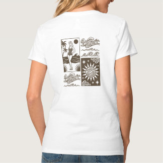 Camiseta Retro Vintage Praia Pin-Up Girl com Ondas do Ocean