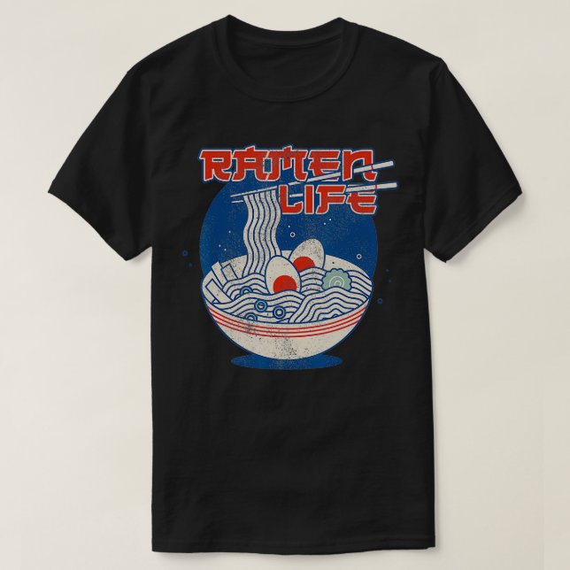 Camiseta Retro Vintage Ramen Life Japonês Cuisine Fanatic (Frente do Design)