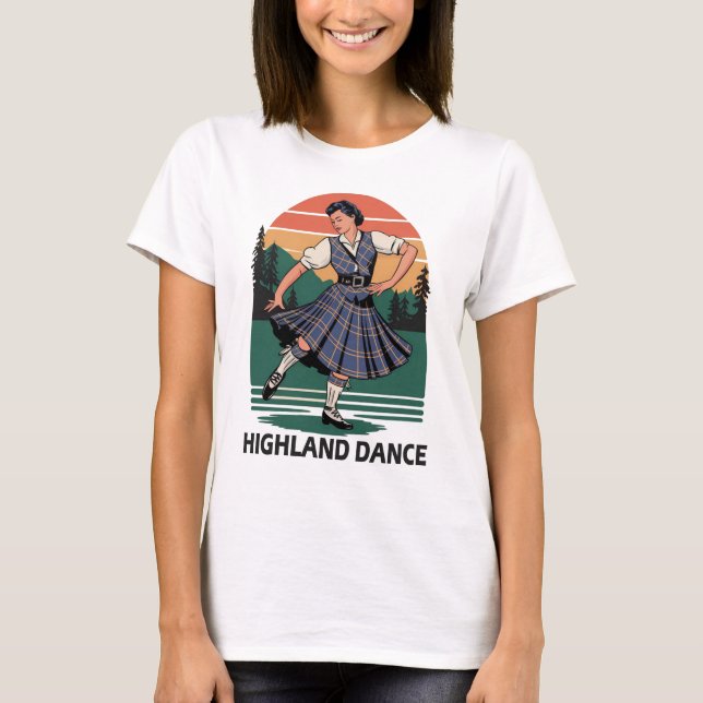 Camiseta Retro Vintage Scottish Highland Dance Design gift  (Frente)