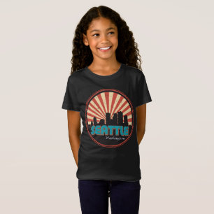Camiseta Retro Vintage Seattle Washington Skyline 80