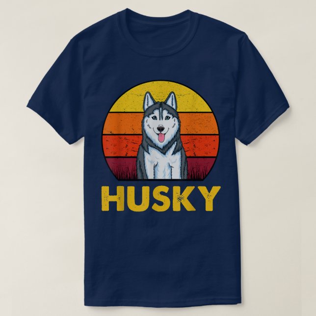 Camiseta Retro Vintage Siberian Husky (Frente do Design)
