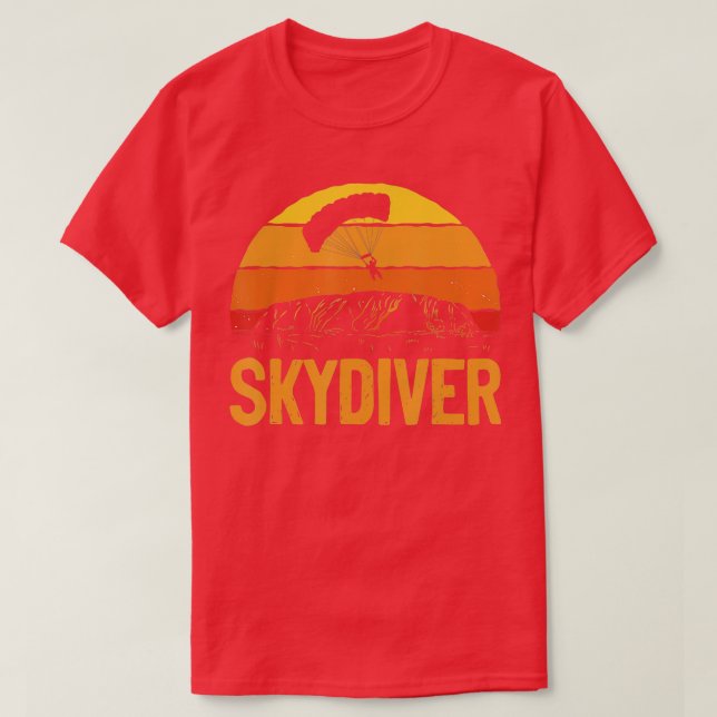 Camiseta Retro Vintage Skydiver Skydiving Parachuting Skydi (Frente do Design)