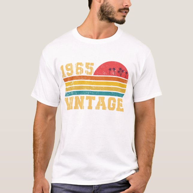 Camiseta Retro Vintage Sunset 1965 Aniversário (Frente)