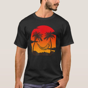 Camiseta Retro Vintage Sunset Coco Palm Tree Tropical Beac