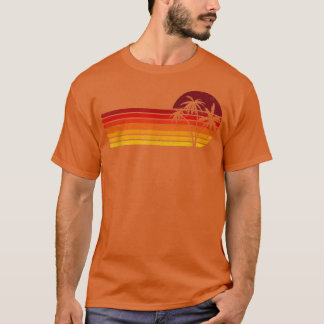 Camiseta Retro Vintage Sunset Coco Palm Tree Tropical Beach